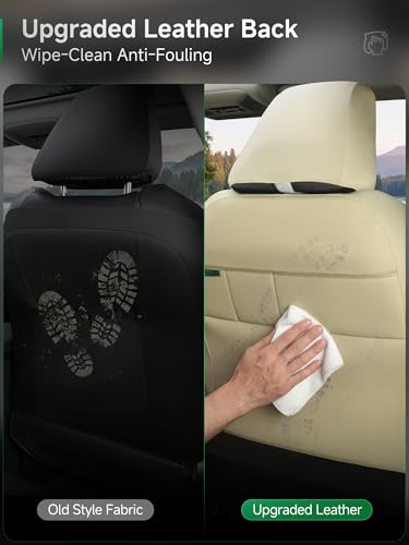 GIANT PANDA Front Seat Covers for Nissan Rogue Altima Sentra Versa Kicks Frontier Murano Pathfinder Maxima,Faux Leather Bucket Seat Cover Fit Nissan Seat Protectors (Beige Diamond) 2-Pack