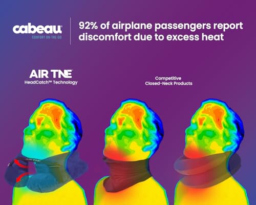 Cabeau Inflatable Travel Pillow – Air TNE – Adjustable, Lightweight, and Supportive for Sleeping on Airplanes, Trains, and Cars– Customized Fit and Compact Carrying Case (Midnight Black)