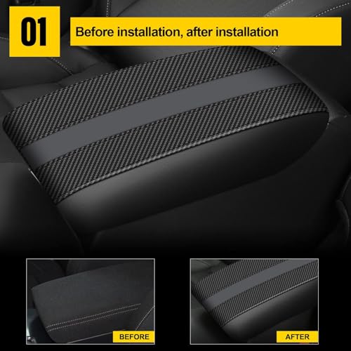 AOMSAZTO Console Covers for 2012-2015 Honda Civic Armrest Covers for Honda Civic Black with Carbon Fiber - color: black-2