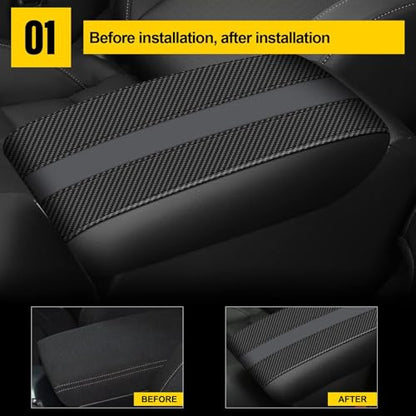 AOMSAZTO Console Covers for 2012-2015 Honda Civic Armrest Covers for Honda Civic Black with Carbon Fiber - color: black-2