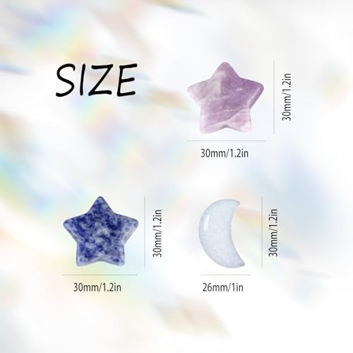 ORIESSE Moon Stars Car Decor,Boho Air Vent Clips,Refillable Car Fresheners,3pcs Natural Crystal Stone Hippie Dashboard Decorations Accessories,Best Wishes for Lover and Friend (Blue & Purple)