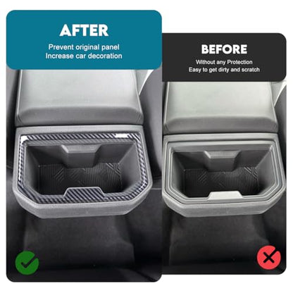 INTGET Rear Cup Holder Panel Cover for 2024 2025 2026 Toyota Tacoma Accessories/2025 2026 4Runner ABS Plastic Interior for Tacoma SR/SR5/TRD PreRunner/Sport/Off-Road (Carbon Fiber, Rear Cup Holder) - size: Rear Cup Holder Panel Cover
