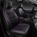 CAR PASS Universal FIT Piping Leather Two Front Seat Covers, Waterproof Faux Leather for SUV Sedan Van Truck, Airbag Compatible,Reserved Opening Holes for Headrest Covers(Black and Purple) - color: Black & Purple