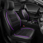 CAR PASS Universal FIT Piping Leather Two Front Seat Covers, Waterproof Faux Leather for SUV Sedan Van Truck, Airbag Compatible,Reserved Opening Holes for Headrest Covers(Black and Purple) - color: Black & Purple