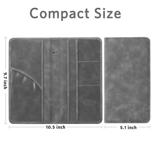 CoBak Car Registration and Insurance Holder - Vehicle Glove Box Car Organizer,Auto Truck Comparment Accessories Case with Magnetic Closure for Driver License,Cards - color: L-Stone Gray