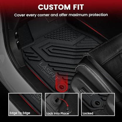 LASFIT Floor Mats for Honda Ridgeline 2026 2025 2024 2023-2017 Crew Cab, All Weather Protection TPE Non-Slip Custom Fit Automotive Accessories Floor Liners 1st & 2nd Row, Black - style: 8）For Honda Ridgeline | 2017-2026 | 1st & 2nd Row