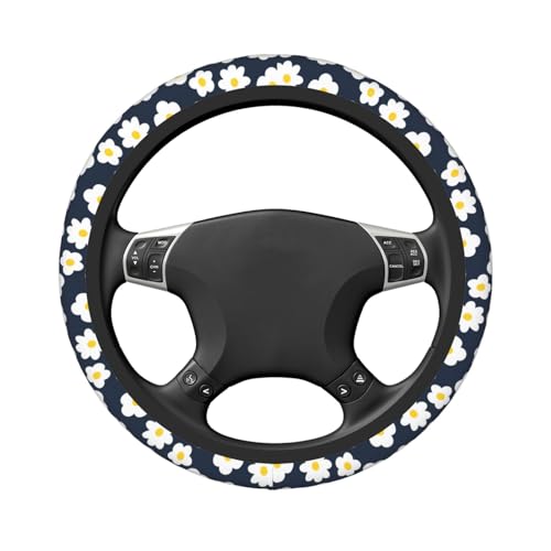 Cartoon Daisy Flower Elastic Steering Wheel Cover Non-Slip Breathable Steering Wheel Protector Fit Auto, SUVs, Truck - color: Cartoon Daisy Flower