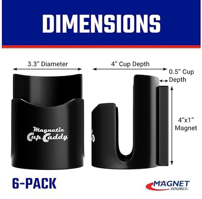 Master Magnetics Magnetic Cup Caddy - Keep Your Favorite Beverage at Hand, 3.3" Inner Diameter, 4.625" Height, Black, Pack of 6, 07583X6 - color: Black, size: 6 Count