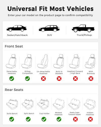 Huidasource Beige Back Seat Covers, Luxury Nappa Leather Rear Seat Cover with Velcro Adjustable, Child Seats, Ventilation Holes, Seat Belts, Car Back Seat Cover Fit for Most Cars SUV Trucks, Beige - color: R# Beige, size: Rear