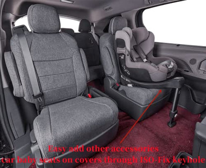 Custom Seat Covers fit for Honda Pilot Elite,2016-2022 -2nd-Row Captain Seats with Armrest (7-Seats)-Polyester(Gray,Full Set) - color: Polyester(Gray), size: 2016-2022 Pilot Elite,Black Edition 7-Passenger