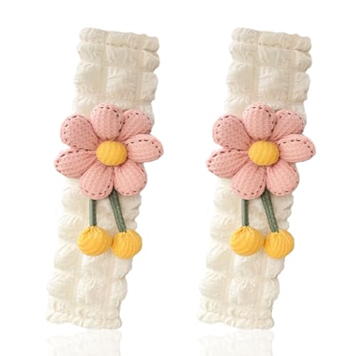 2PCS Cute Flower Car Seat Belt Cover Pads, Soft Safety Belt Shoulder Pad, Floral Auto Seat Strap Pad Neck Cushion Protector, Universal Car Accessories for More Comfortable Driving (Pink)