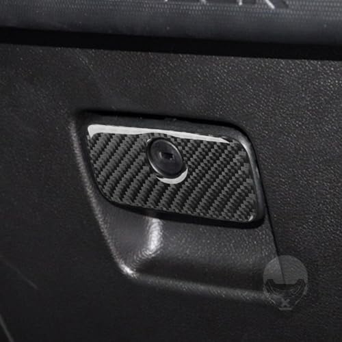 Real Carbon Fiber Car Co-Pilot Glove Box Handle Panel Cover Sticker Compatible with Jeep Wrangler JL JLU Gladiator JT 2018 2019 2020 2021 2022 2023 2024 Auto Interior Accessories - color: Black 22