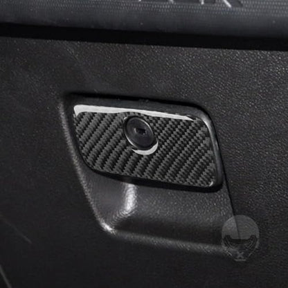 Real Carbon Fiber Car Co-Pilot Glove Box Handle Panel Cover Sticker Compatible with Jeep Wrangler JL JLU Gladiator JT 2018 2019 2020 2021 2022 2023 2024 Auto Interior Accessories - color: Black 22