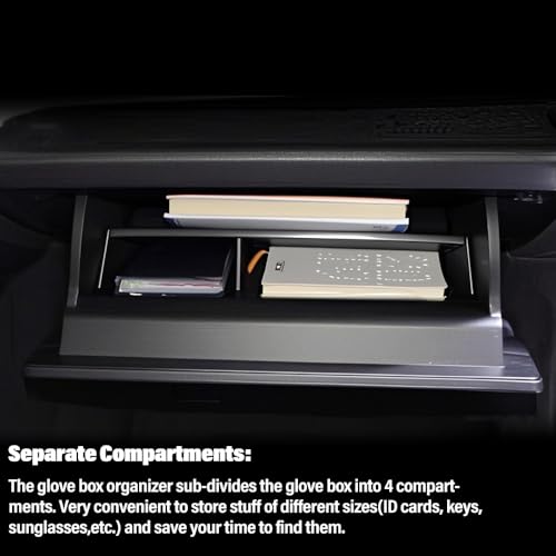 Glove Box Organizer for T-oyota RAV-4 2019-2025, Center Console Storage Divider Tray with 3 Compartments - ABS Plastic Insert for Passenger Side Glove Compartment