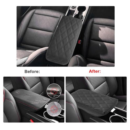 SXCY for 2025 2026 Chevy Equinox Accessories 2025 2026 Equinox Armrest Cover Center Console Cover 2026 Equinox Console Cover 2025 2026 Equinox Middle Console Cover (Adding Pad 2-Line Rhombus Style) - color: 2025 2026 Equinox Armrest Pad