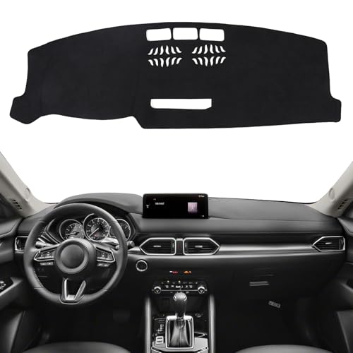 Dashboard Cover Mat for Mazda 2017-2025 2026 CX-5 CX5 Accessories (Without HUD) Black Flannel Material Anti-Slip Dash Cover Mat Sunshade Glare UV Rays Protector - size: for Mazda 2017-2026 CX-5