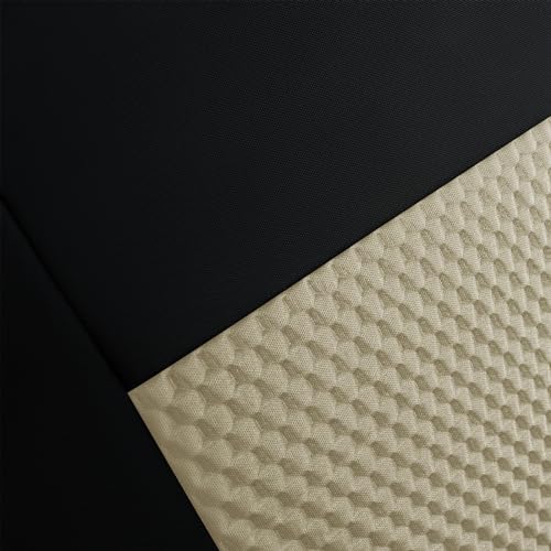 Flying Banner car seat Covers Full Set Velvet Cubic Stamp Massage Breathable Rear Bench Split Black Gray Beige tan 40/60 50/50 60/40 (Full Set - Low Back, Black Beige) - color: Black Beige