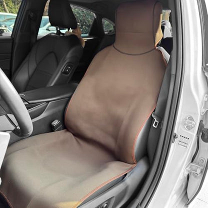 Universal Cloth Car Seat Covers Full Set with Buckle Fastening, Water-Resistant Fabric Auto Interior Protector – Fits Most Cars, SUVs, Trucks (Brown) - style: Brown