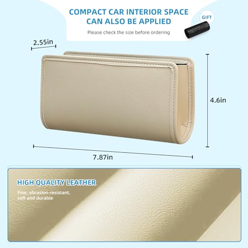 Car Trash Can, Beige Universal Leather Foldable Leakproof Garbage Bins Organizer Holder with One Roll Trash Bag, Car Seat Back Storage Box for Most Vehicles - color: Beige