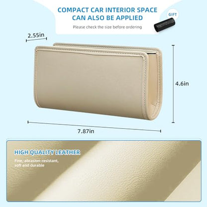 Car Trash Can, Beige Universal Leather Foldable Leakproof Garbage Bins Organizer Holder with One Roll Trash Bag, Car Seat Back Storage Box for Most Vehicles - color: Beige