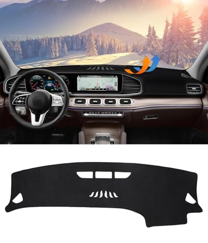BIBLOZ Dash Cover Mat for Mercedes Benz 2020-2024 2025 2026 GLE Model GLE350 GLE450 GLE450e GLE580 GLE53 GLE63 Accessories Black Flannel Interior Trim Car Dashboard UV Sun (No HUD) - size: 2020-2025 GLE