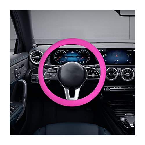 Car Silicone Steering Wheel Cover, Soft Anti-Slip Auto Steering Wheel Protector Fit 14 Inch, Universal Vehicle Interior Accessories for Cars, SUVs, Trucks, and Vans (Rose Red) - style: Rose Red