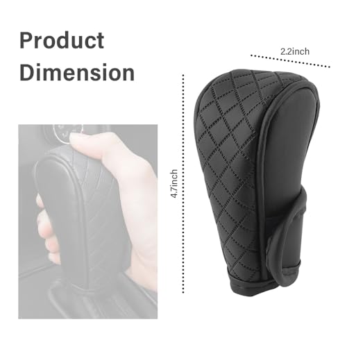 Leather Gear Shift Cover Diamond Embroidery Design,Durable Shift Knob Cover for Shift Lever Protection,Universal Car Gear Shift Cover Car Decorative Accessory Suitable for Cars,Trucks,SUVs (Black)