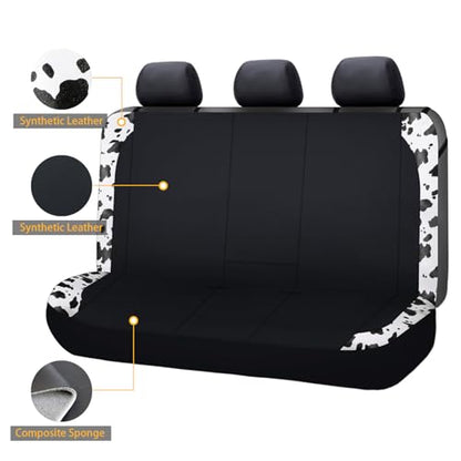 Flying Banner Neoprene Rear Bench car seat Covers car seat Protectors Split 40/60 60/40 (Cow Print & Black, Neoprene) - color: Cow Print & Black, size: Neoprene
