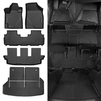 Naibeve Floor Mats for 2008-2013 Toyota Highlander - All Weather for Toyota Highlander Floor Mats Liners 3 Row & Cargo Liner & Seats Back Cover Behind The 3rd Row - size: 7)Highlander|2008-2013
