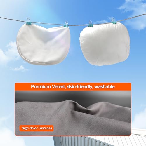2pcs Car Neck Pillow for headrests,Support Drive Seats Head Cushion Pillows,Microfiber Velvet,Plant-Based Polyester,Thickness & Height Adjustable,11.8x7.5,Inner Liner fillable(Beige)