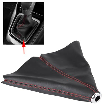 Shift Boot, PU Leather Shifter Boot Cover Universal, Shift Boot Retainer Stick Shift Sleeve Gear Shifter Boot Gear Gaiter Cover Black Bright Red Stitch for Manual Transmission Car
