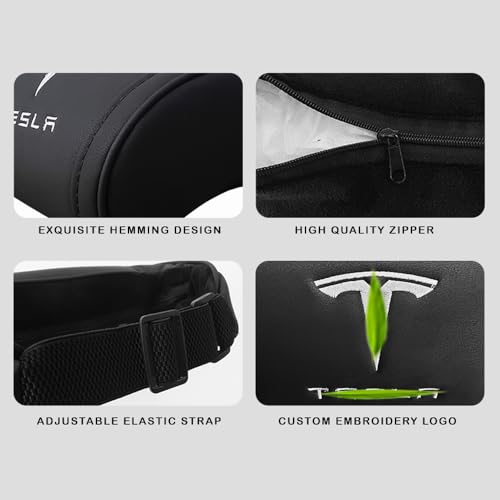 Car Headrest Neck Pillow Support Ergonomic, with Valve Stem Covers Accessory for Driving Seat Fatigue Relief Compatible with Model S X 3 Y & Cybertruck - 1 Piece - color: A. Black Ver. 2