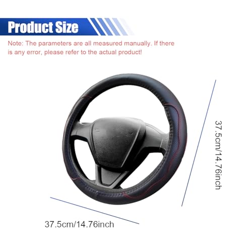 Car Steering Wheel Cover, 15 Inch Leather Anti-Slip Breathable Automotive Steering Wheel Protector, Universal Heat Resistant Vehicle Interior Accessories Cars, SUVs, Trucks(Black&Red) - color: Black&Red