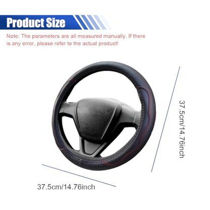 Car Steering Wheel Cover, 15 Inch Leather Anti-Slip Breathable Automotive Steering Wheel Protector, Universal Heat Resistant Vehicle Interior Accessories Cars, SUVs, Trucks(Black&Red) - color: Black&Red