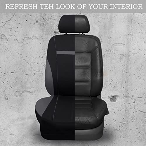 CAR-GRAND Universal Fit Sporty Cloth Full Set Car Seat Covers, Fit for Car, Truck, Sedan, Vans, SUV, Breathable, Washable, Airbag Compatible, Zipper Design - color: Dark Gray