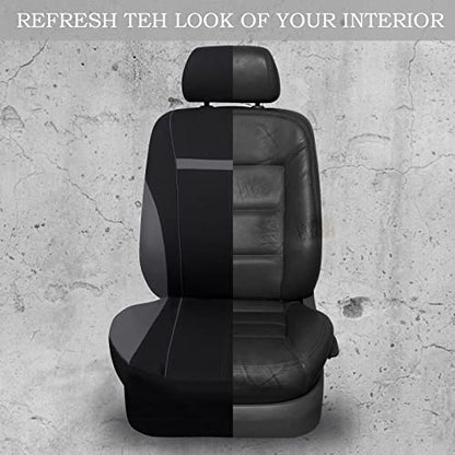 CAR-GRAND Universal Fit Sporty Cloth Full Set Car Seat Covers, Fit for Car, Truck, Sedan, Vans, SUV, Breathable, Washable, Airbag Compatible, Zipper Design - color: Dark Gray