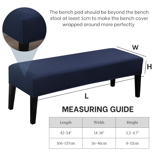 Dining Bench Cover, Stretch Washable Long Bench Seat Covers, Rectangle Dining Table Bench Slipover for Dining Room, Living Room, Kitchen(Midnight Blue)