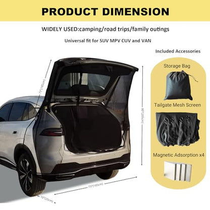 Car Camping Tailgate Mesh Screen for SUV, Mini Van, Great for Ventilation and Mosquito Prevention Car Camping Accessories - size: Full Wrap Tailgate Nets