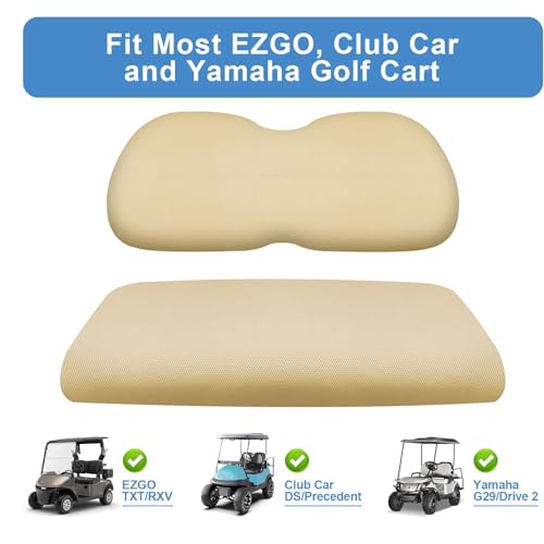 Universal Golf Cart Seat Covers Set for EZGO TXT/ RXV, Club Car DS/ Precedent, Yamaha G29/ Drive 2 Front Seats, Durable Breathable Bench Seat Covers Washable Polyester Mesh Cloth Without Logo, Beige - color: Beige
