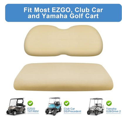 Universal Golf Cart Seat Covers Set for EZGO TXT/ RXV, Club Car DS/ Precedent, Yamaha G29/ Drive 2 Front Seats, Durable Breathable Bench Seat Covers Washable Polyester Mesh Cloth Without Logo, Beige - color: Beige