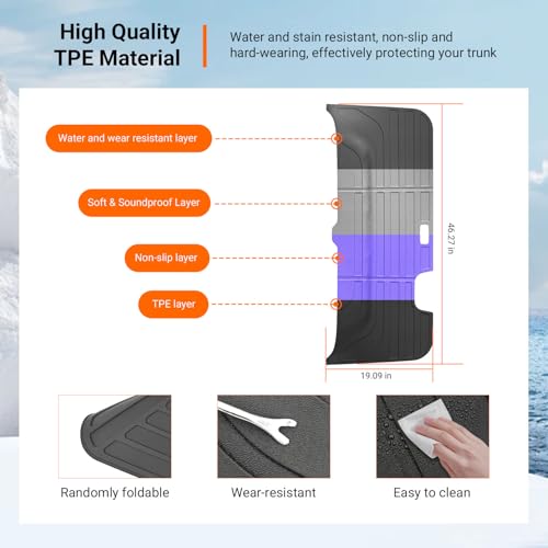 powoq Liftgate Mat Compatible with 2020-2025 Palisade Trunk Tailgate Mat TPE Liftgate Liner Cargo Liner Replacement for 2020 2021 2022 2023 2024 2025 Palisade Accessories