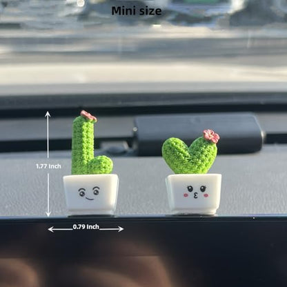 Car Rearview Mirror & Dashboard Accessories - Succulent Cactus Decor, Aesthetic Car Ornament, Funny Interior Decoration Gifts