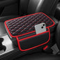 Waterproof Leather Car Center Console Pad with 2 Storage Bags, Auto Armrest Box Cover Protector, Comfortable Interior Accessories for Most Household Cars, Sedans & SUV (Black Red Stitch)