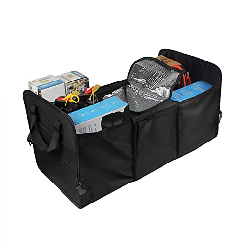 8sanlione Trunk Organizer, Large Capacity Cargo Storage with Insulation Cooler, Foldable Trunk Organizer for Cars, Vehicles, SUVs, Trucks - color: Black3