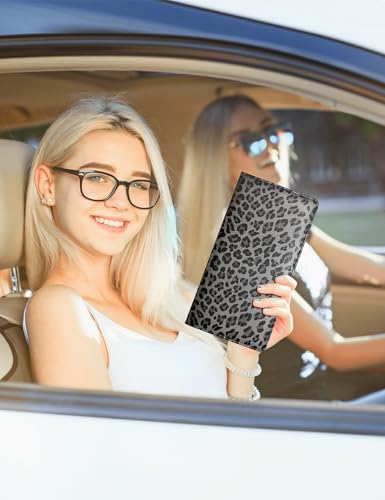 Mymazn Car Registration and Insurance Holder, PU Leather Glove Box Car Organizer with Magnetic Closure, Car Document Holder for Driver's License & Essential Documents (Grey Leopard) - color: Grey Leopard