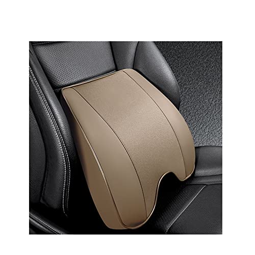 Memory Foam+PU Leather Lumbar Pillow - Car Middle/Lower Back Support Pillow - Suitable for Car Seats, Office Chairs, Recliners, etc. (Beige) - color: Beige