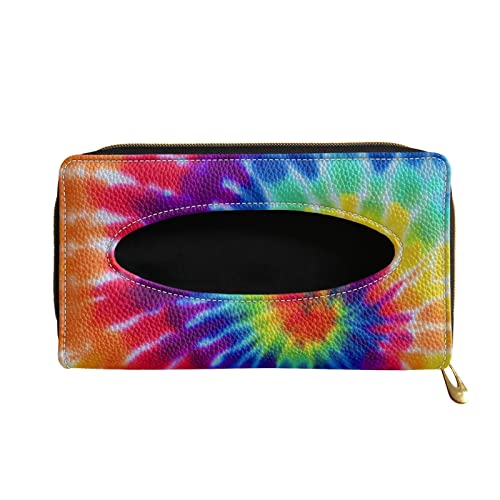 Biyejit Car Tissue Holder, Rainbow Tie Dye Premium Sun Visor Napkin Case, Hanging Car Accessories Used to Organize Paper Towels and Storage Small Items - color: Rainbow Tie Dye, size: 1 Pack