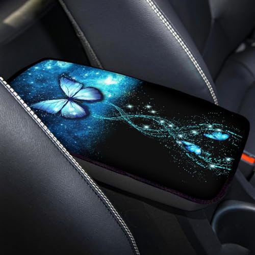 UNICEU Galaxy Blue Butterfly Car Center Console Armrest Cushion Pad Auto Interior Accessories Neoprene Soft Armrest Protector Pad Anti Slip Cover - color: Galaxy Blue Butterfly