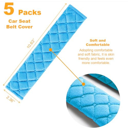 5 Pack Soft Comfort Car Seatbelt Cover Protector Pads Strap for Protecting Neck and Shoulder (Blue) - color: Blue