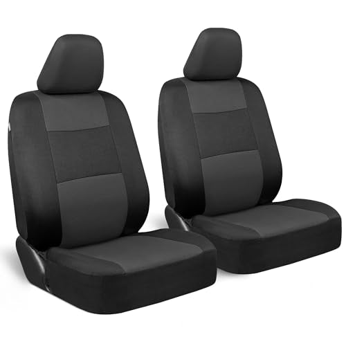BDK PolyPro 2-Pack Front Car Seat Covers Set in Charcoal/Black - Front Seat Covers for Cars Trucks Vans SUVs Sedans, Easy to Install Front Car Seat Cover Protection, Universal Fit Car Accessories - color: 2 Fronts Only-Charcoal Gray
